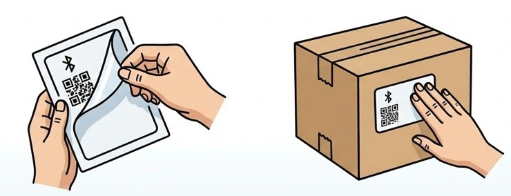 Attaching a Bluetooth sticker to an asset for tracking